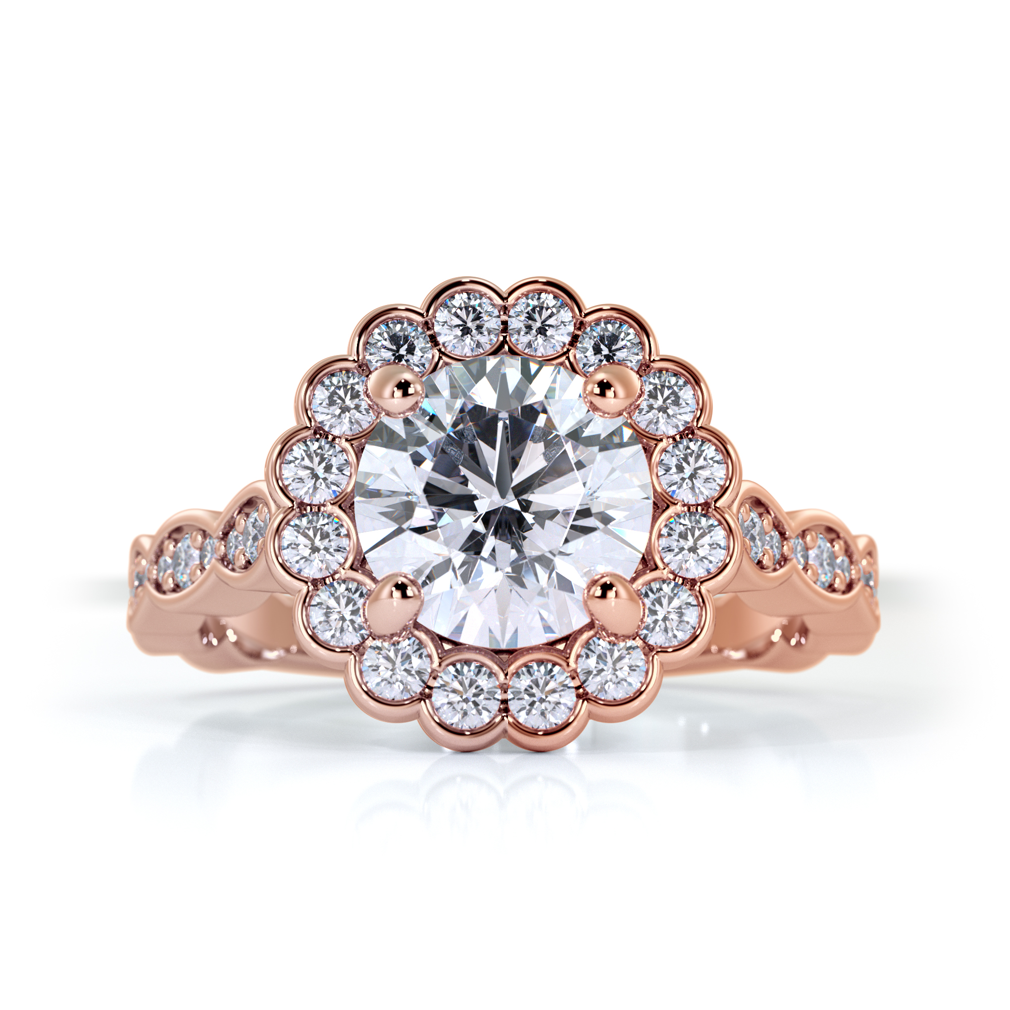 Rosy, A Radiant Halo Engagement Ring Designed in Utah