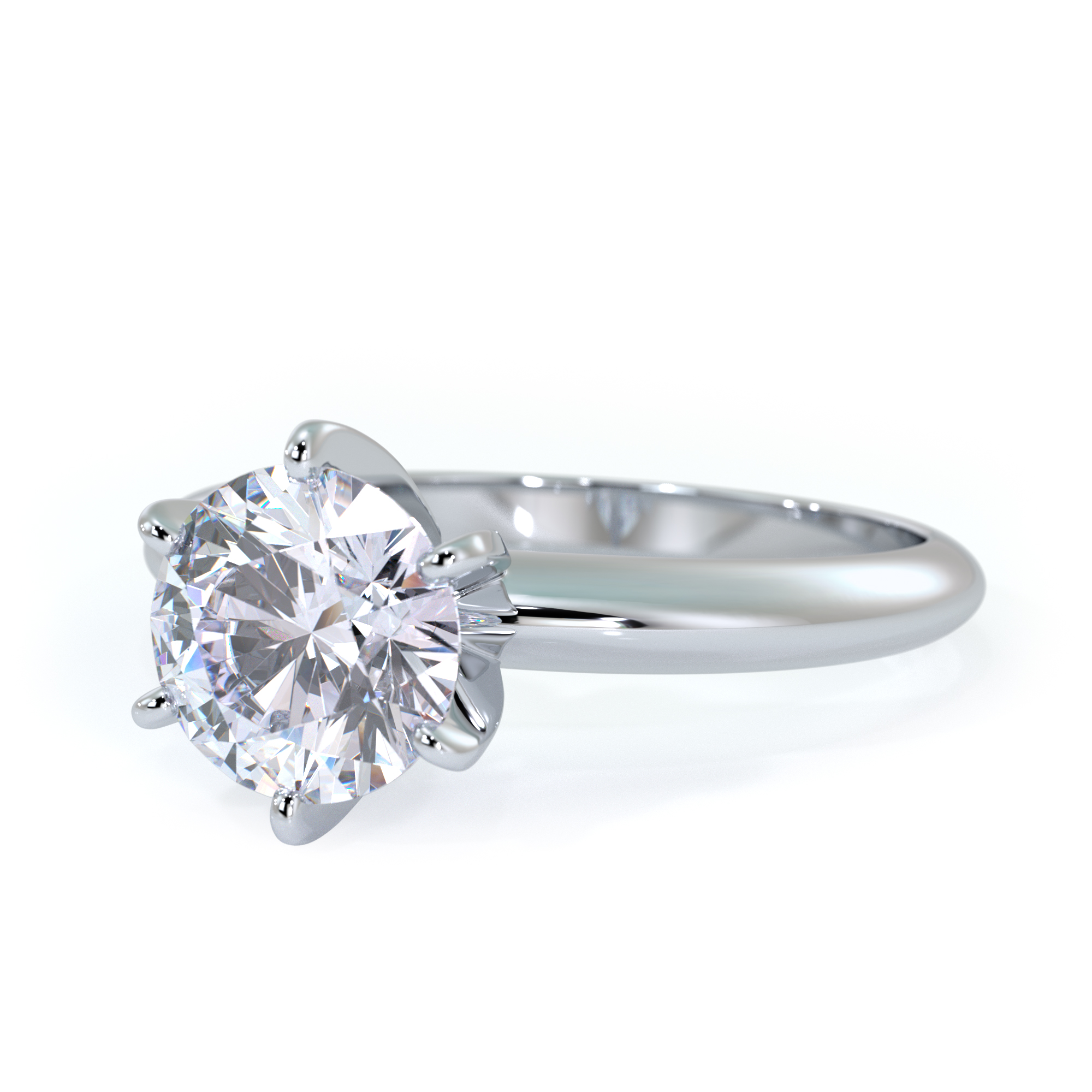 Azure Six Round Cut Solitaire Engagement Ring