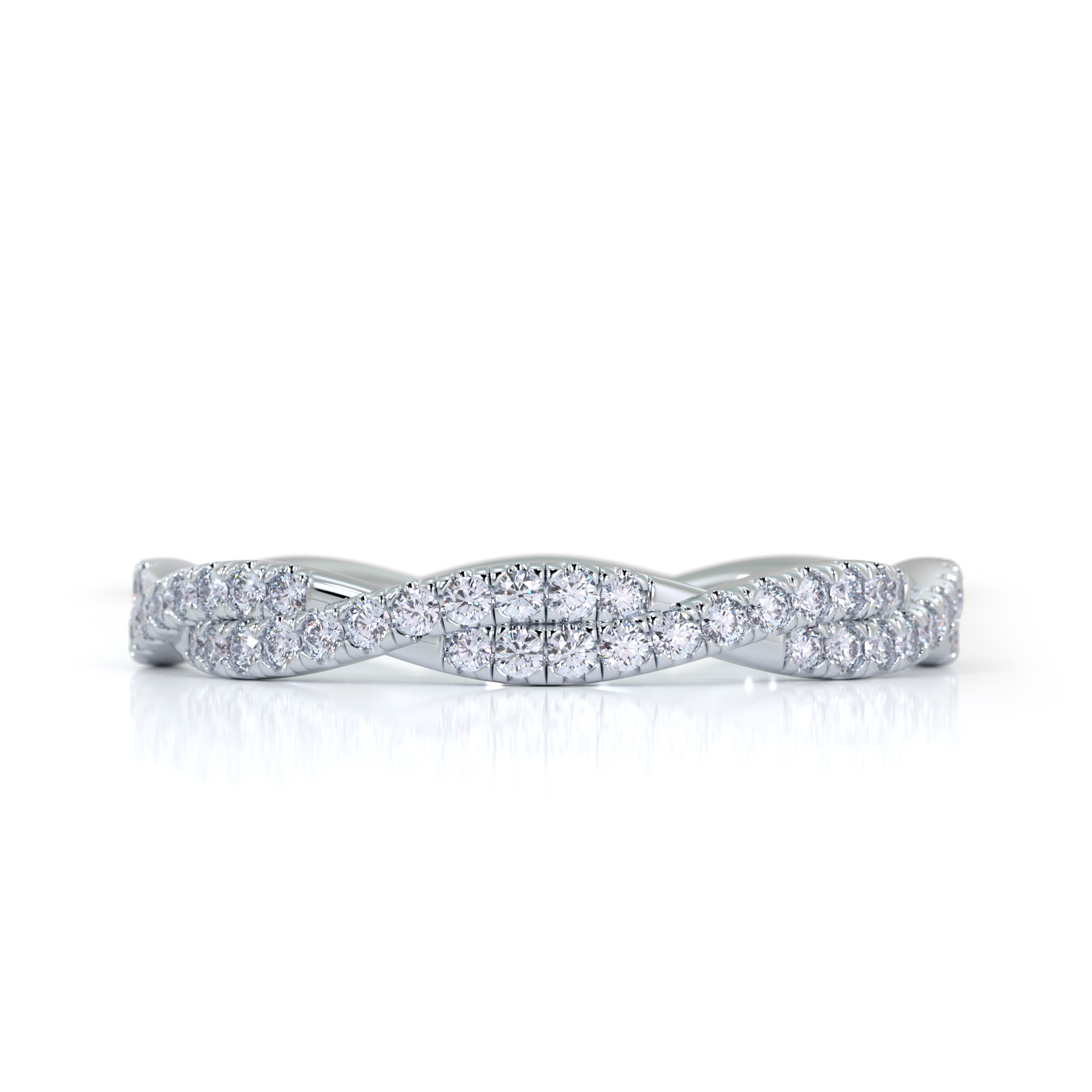 Twisted Pavé Diamond Wedding Band in Gold or Platinum